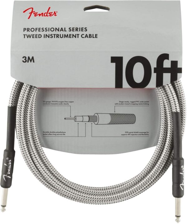 Fender Professional Series Instrument Cable 10' White Tweed