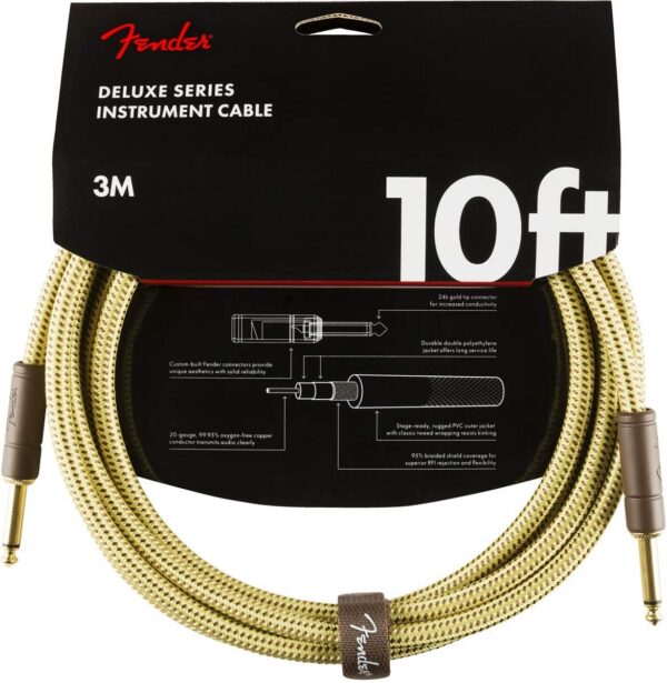 Fender Deluxe Series Instrument Cable 10' Straight, Tweed
