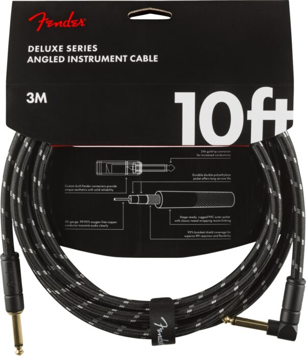 Fender Deluxe Series Cable 10' Straight/Angle Black Tweed