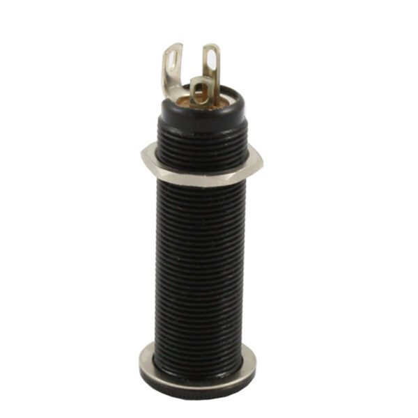AllParts Long Threaded Barrel Stereo Jack, Black (Switchcraft #155)