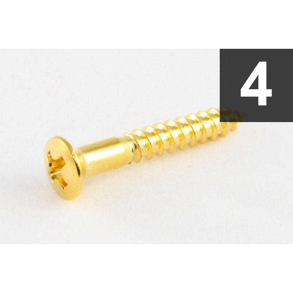 AllParts GS-0003-002 Gold Strap Button Screws (4-Pack)