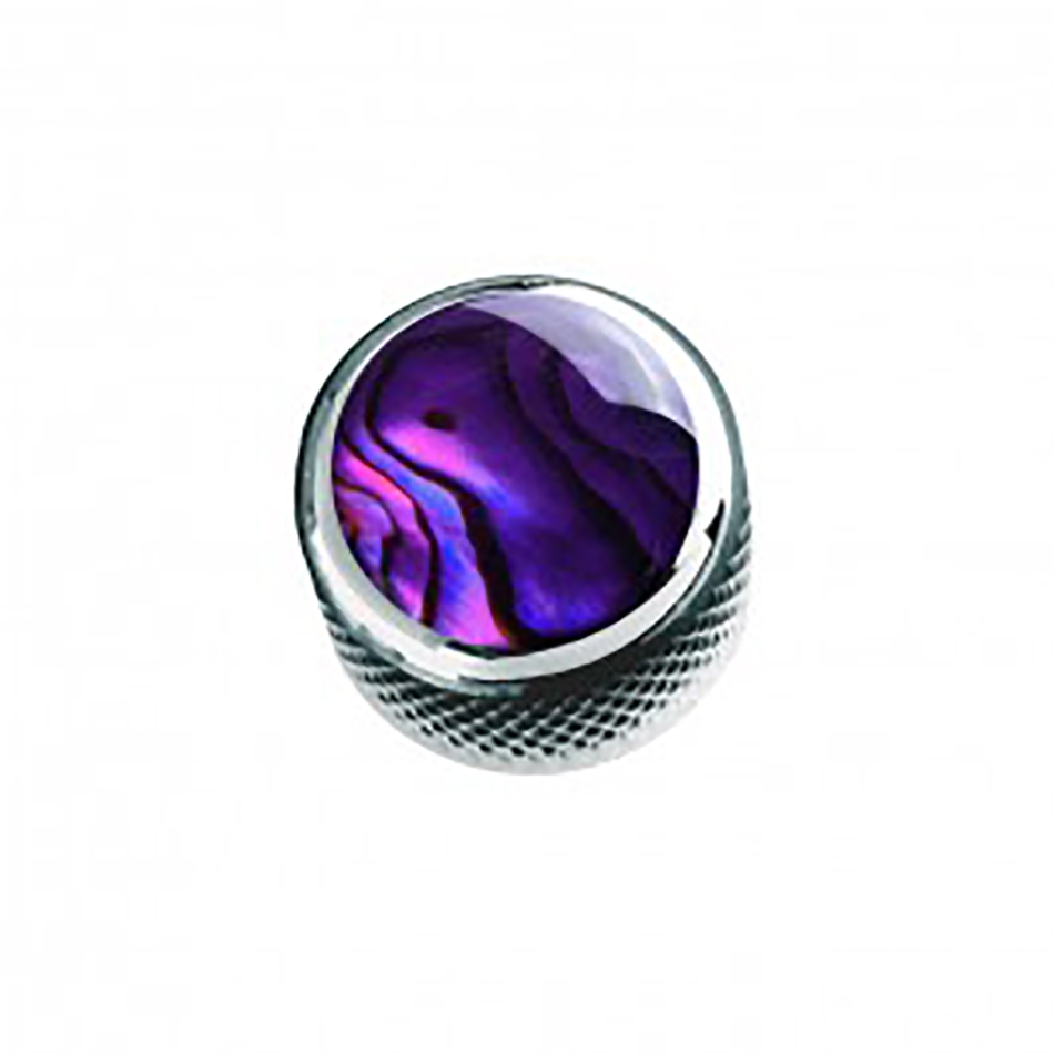 Q-Parts Dome Knob, Purple Abalone Inlay, Chrome