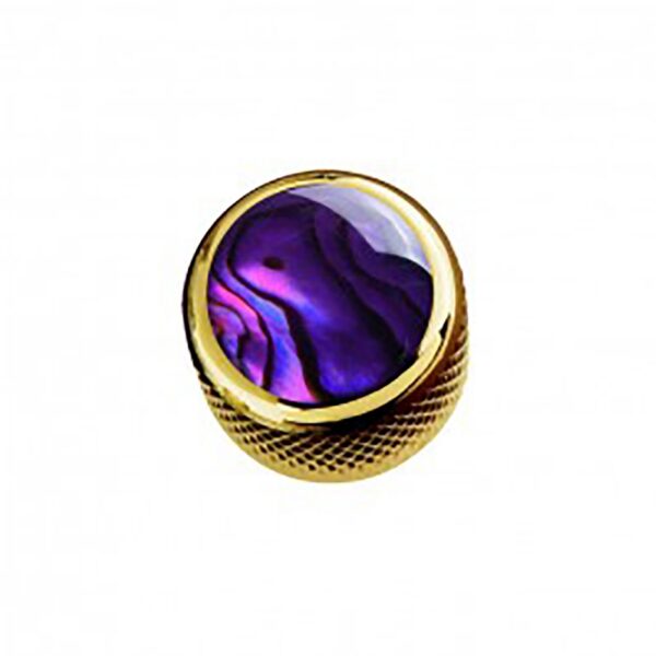Q-Parts Dome Knob, Purple Abalone Shell Inlay, Gold