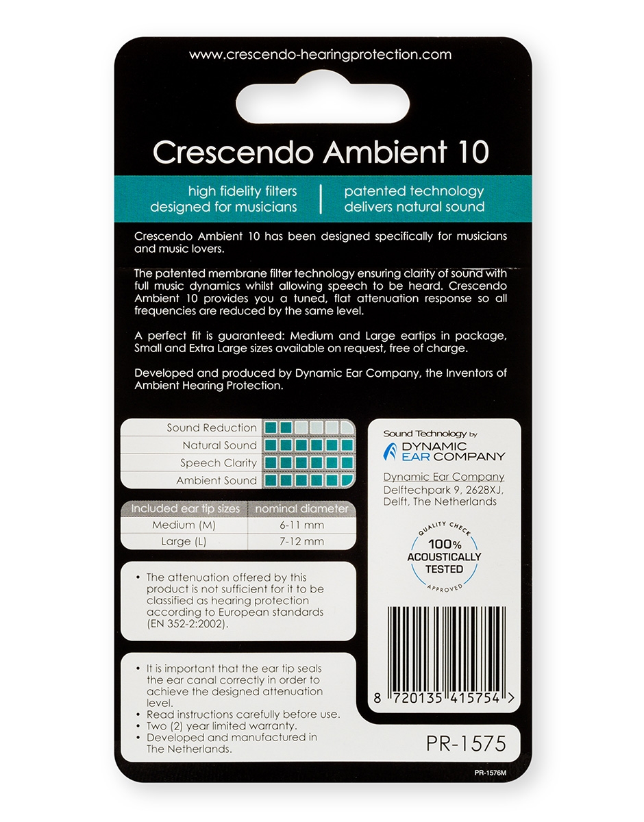 Dynamic Ear Crescendo PRO Ambient 10 PR-1900 Earplugs - Image 4
