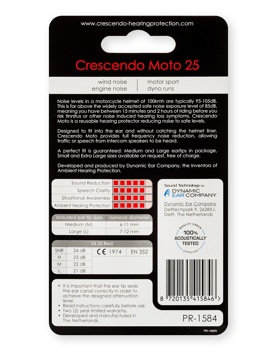 Crescendo Moto 25 Motorcycle Ear Plugs PR-1584/1784 - Image 3