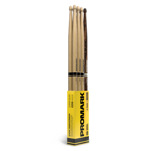 ProMark Rebound 5B Hickory Drumsticks, 4-Pack + FireGrain