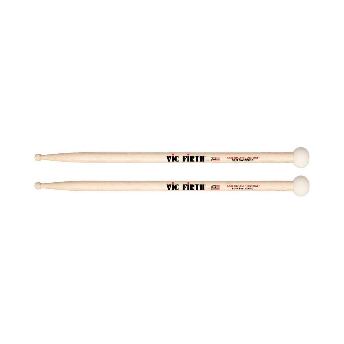 Vic Firth SD12 Swizzle Drumsticks - Wood/Felt Ball